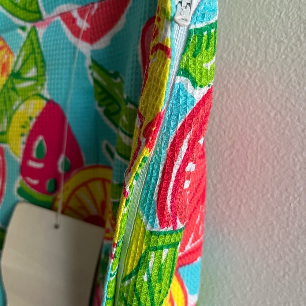 Vintage Preppy Lilly Pulitzer Barrel Leg Fruit Print Pants Waffle Weave Sz 6 NWT - Picture 6 of 8